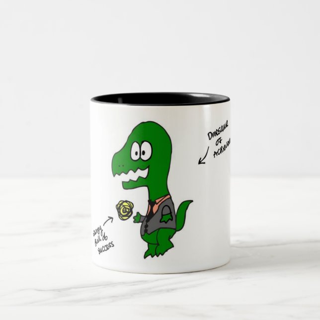 Dinosaur of Achievement Two-Tone Coffee Mug (Center)