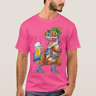 Dinosaur Oktoberfest Lederhosen Costume Men T Rex T-Shirt