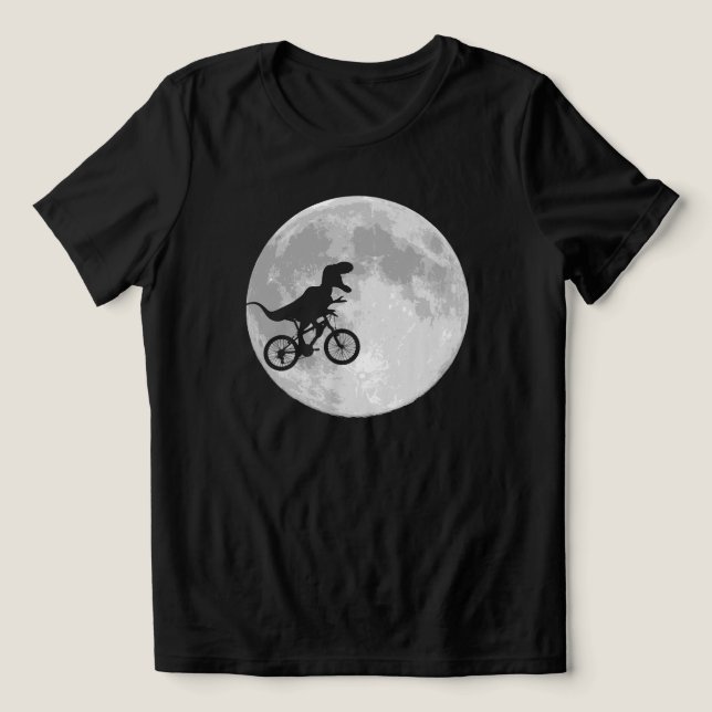 Dinosaur on a Bike In Sky With Moon Fun Tri-Blend Shirt (Design Front)