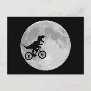Dinosaur on a Bike In Sky With Moon Postcard