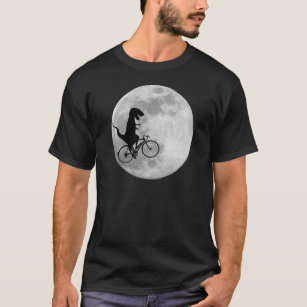 Dinosaur on a Bike In Sky With Moon T-shirt