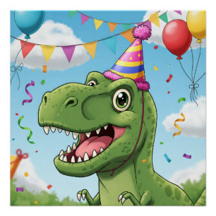 Dinosaur on birthday poster