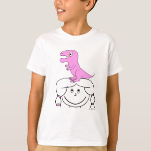 "Dinosaur on My Head!" Girl's Apparel (Pink Dino) T-Shirt