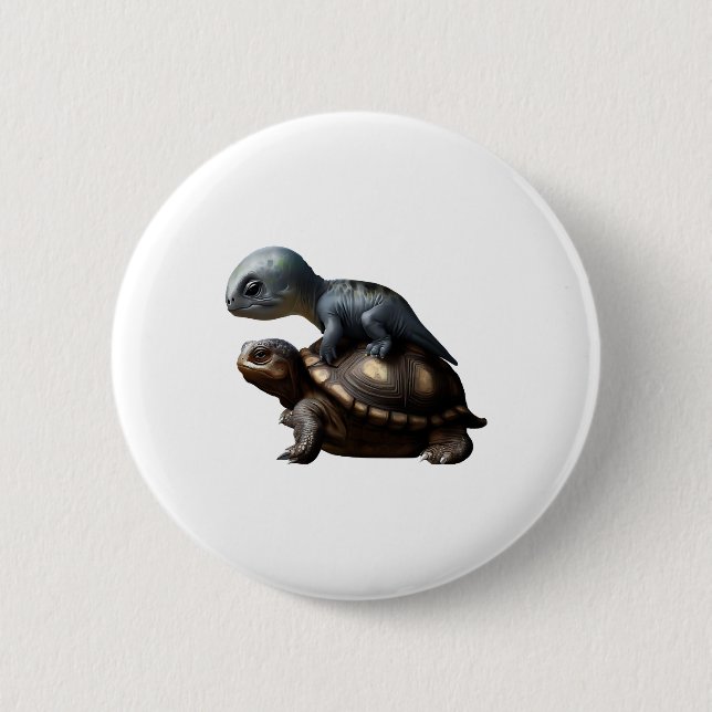 dinosaur on turtle Copy 6 Cm Round Badge (Front)