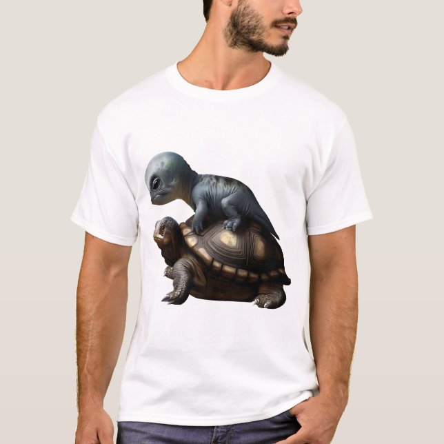 dinosaur on turtle Copy T-Shirt (Front)
