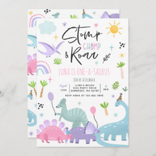 Dinosaur One-A-Saurs 1st Birthday Party Invitation