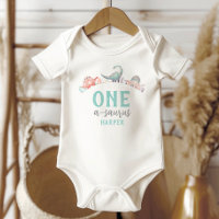 Dinosaur One-A-Saurus 1st Birthday Baby 