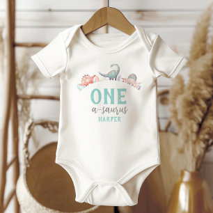 Dinosaur One-A-Saurus 1st Birthday Baby Baby Bodysuit