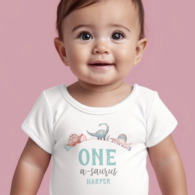 Dinosaur One-A-Saurus 1st Birthday  Baby T-Shirt (Creator Uploaded)