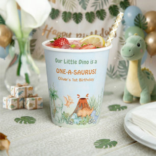 Dinosaur One-A-Saurus 1st Birthday Paper Cups