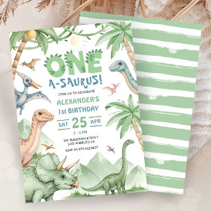 Dinosaur One-A-Saurus 1st Birthday Party Invitation
