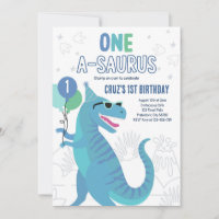 Dinosaur One A-Saurus 1st Birthday Party T-Rex