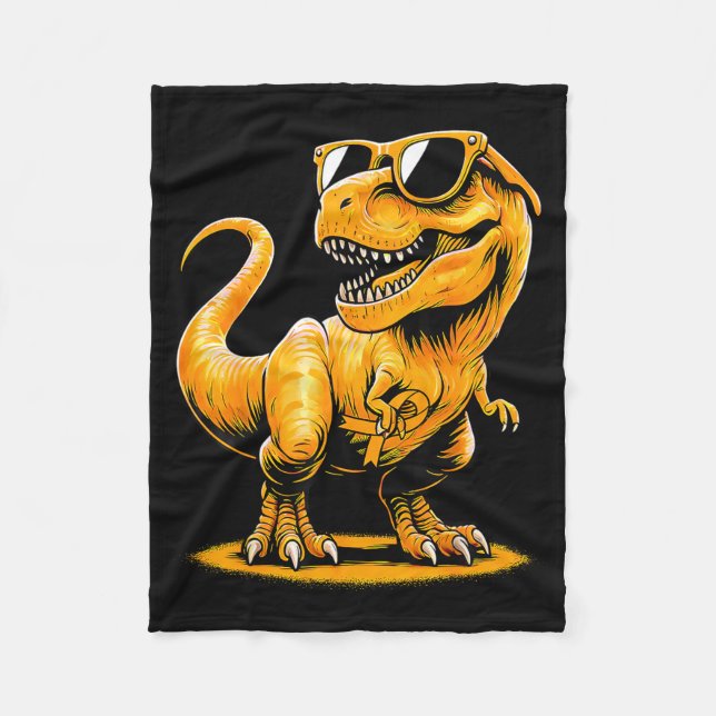 Dinosaur Orange Ribbon Support Multiple Sclerosis  Fleece Blanket (Front)