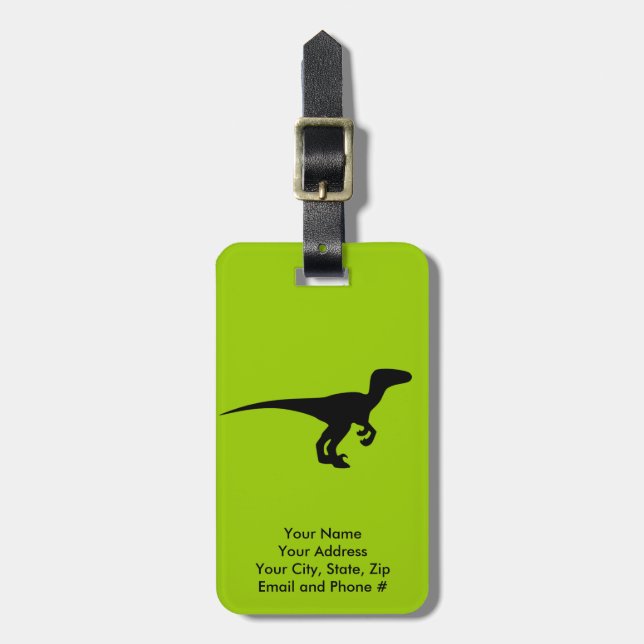 Dinosaur Outline Jurassic Era Luggage Tag (Front Vertical)
