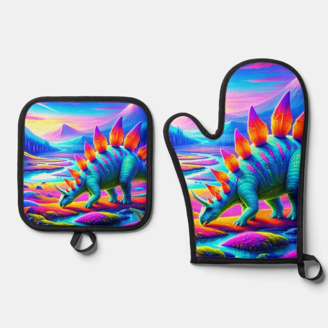Dinosaur Oven Mitt & Pot Holder Set (Front)