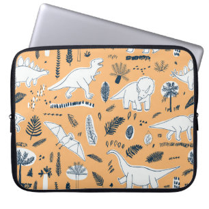 Dinosaur & Palm Leaves: Fun Pattern Laptop Sleeve