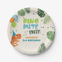 Dinosaur Paper Plates Birthday Dino mite T-rex Boy