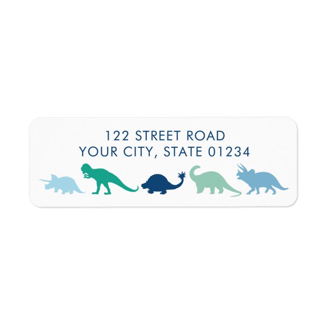 Dinosaur Parade, Blue and Green Custom Address (Front)