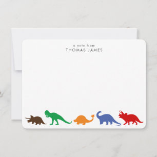Dinosaur Parade, Bright Colours Personalised Card