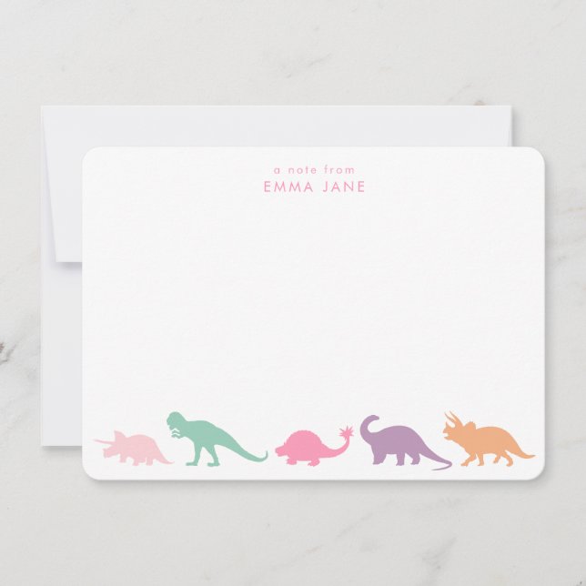Dinosaur Parade, Jewel Tones Personalised Card (Front)