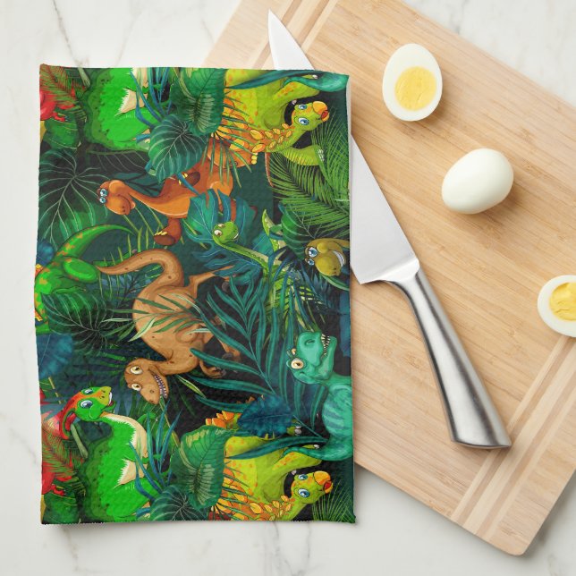 Dinosaur Park Tea Towel (Quarter Fold)