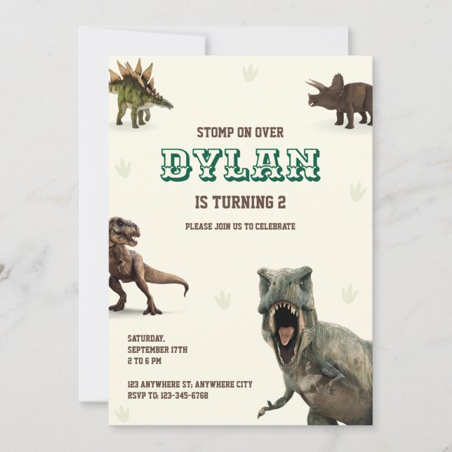 Dinosaur Party Animals Kids Birthday   Invitation (Front)