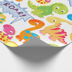 Dinosaur Party Balloons Customizable Rawr Wrapping Paper