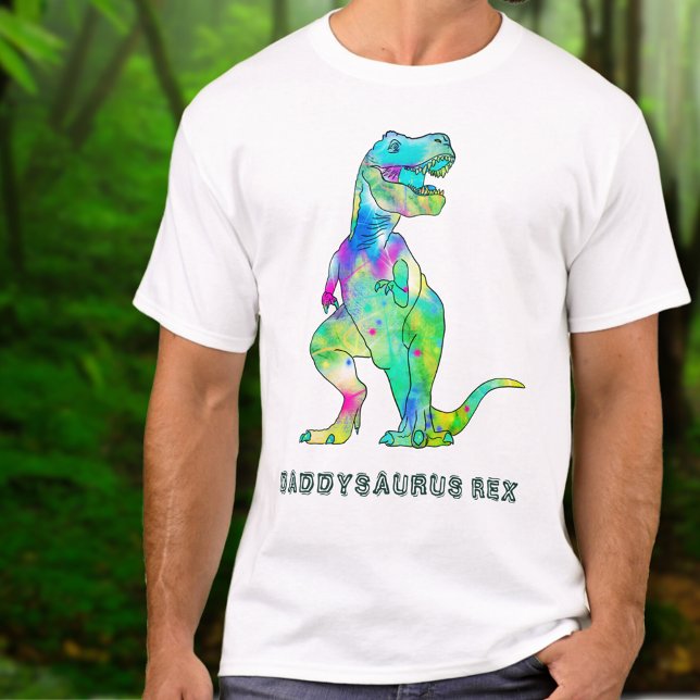 Dinosaur Party Dad Daddysaurus Rex T-Shirt (Kids dinosaur birthday party dad funny Daddysaurus rex Tshirt with colorful T-Rex dino)