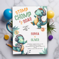 Dinosaur Party Dance Funny Joint Sibling Birthday