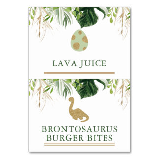 Dinosaur Party Food Tent Cards 