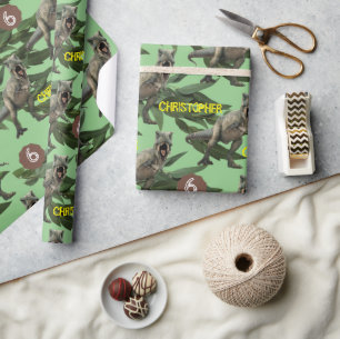 Dinosaur Party Kids Birthday Trex Wrapping Paper