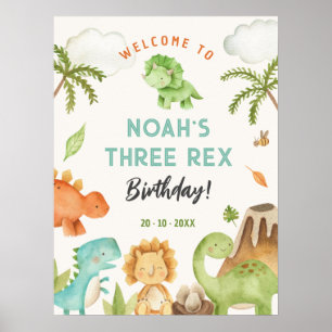 Dinosaur Party Signs - Boy Birthday Welcome Poster