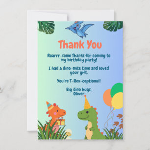 Dinosaur Party Thank You Card