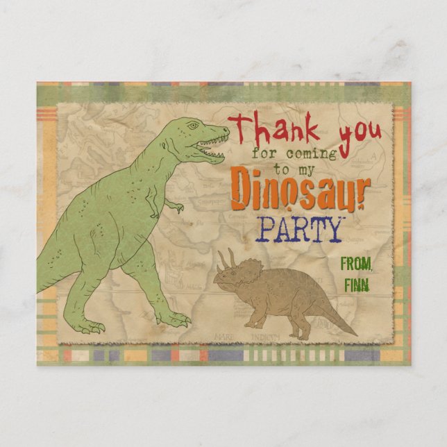 Dinosaur Party Thank You Postcard (Front)