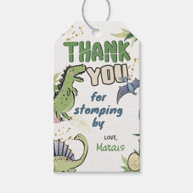 Dinosaur Party Theme Gift Tags (Front)