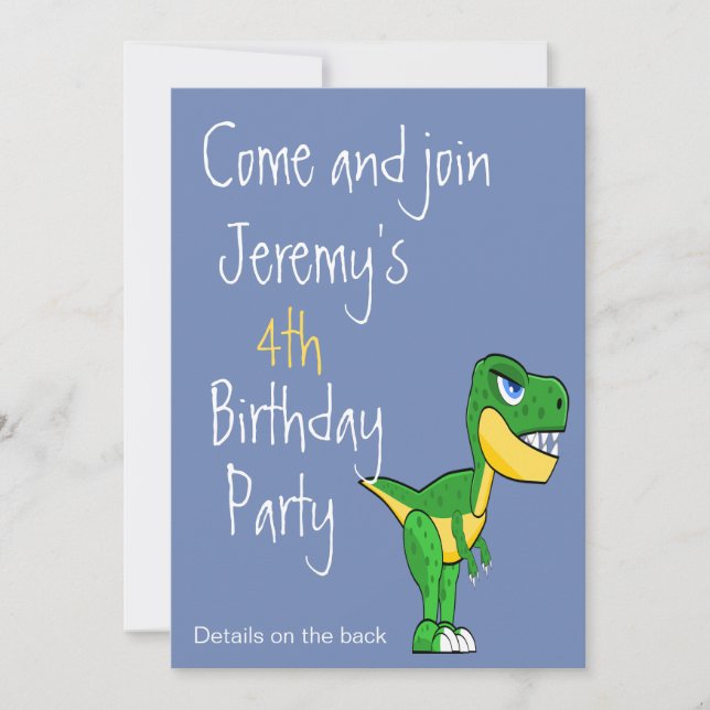 Dinosaur Pattern Cute Boys Age Birthday Invitation (Front)