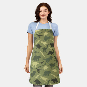 Dinosaur Pattern, Dinosaur Silhouette, Green Dino Apron