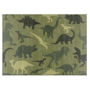 Dinosaur Pattern, Dinosaur Silhouette, Green Dino Cutting Board