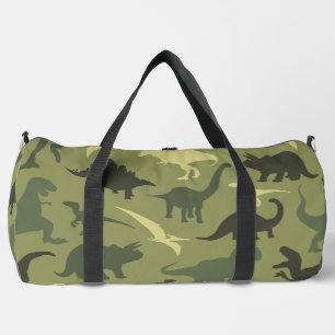 Dinosaur Pattern, Dinosaur Silhouette, Green Dino Duffle Bag