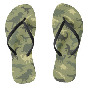 Dinosaur Pattern, Dinosaur Silhouette, Green Dino Jandals