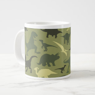 Dinosaur Pattern, Dinosaur Silhouette, Green Dino Large Coffee Mug