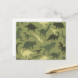 Dinosaur Pattern, Dinosaur Silhouette, Green Dino Postcard
