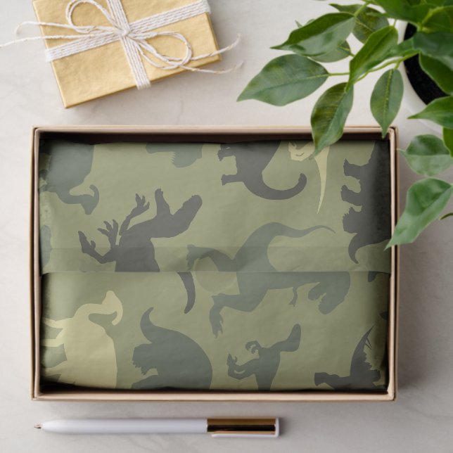 Dinosaur Pattern, Dinosaur Silhouette, Green Dino Tissue Paper (Gift)