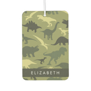 Dinosaur Pattern, Dinosaur Silhouette, Your Name Car Air Freshener