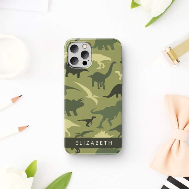 Dinosaur Pattern, Dinosaur Silhouette, Your Name iPhone 16 Case (Creator Uploaded)