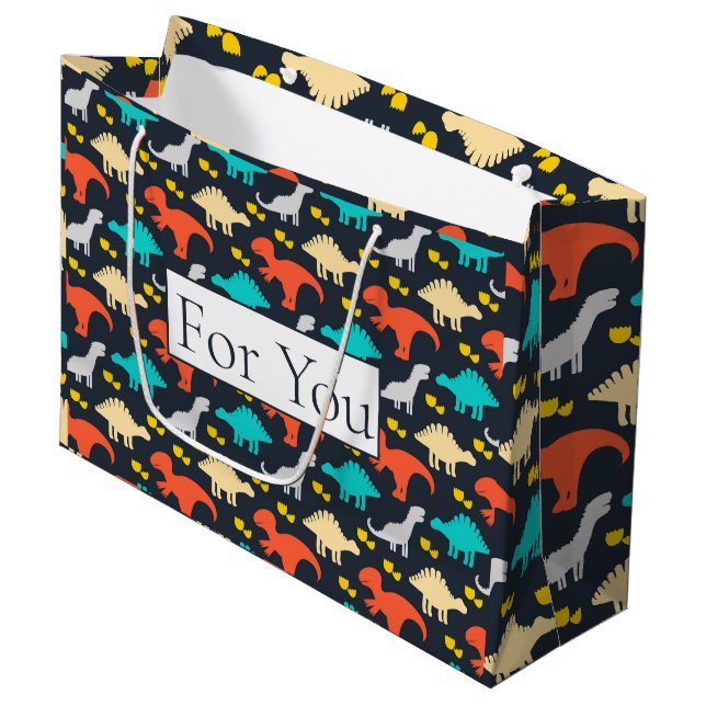 Dinosaur Pattern For You Large Gift Bag (Front Angled)