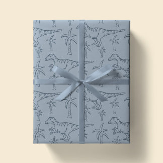 Dinosaur Pattern Modern Boy Dino Jungle Sage Green Wrapping Paper