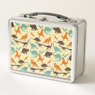 Dinosaur Pattern Silhouette Metal Lunch Box