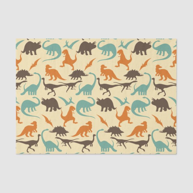 Dinosaur Pattern Silhouette Tissue Paper (Front)