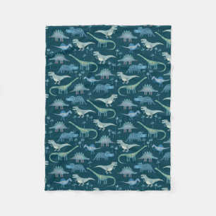Dinosaur Pattern Teal Green Fleece Blanket